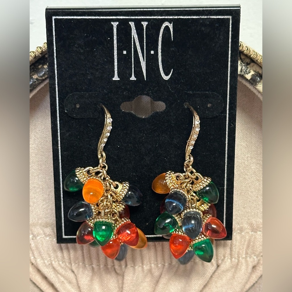 INC International Concepts Gold-Tone Pavé & Multicolor Drop Earrings